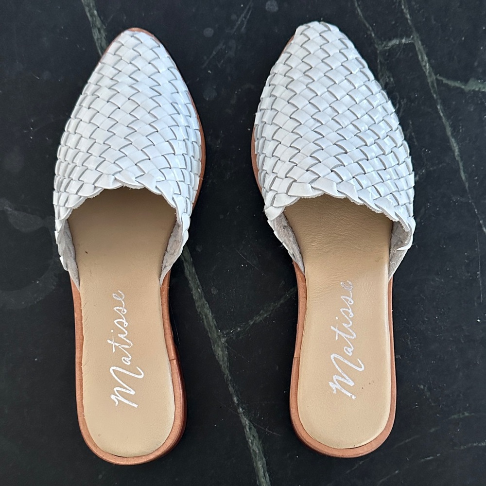 Matisse Ivory Woven Mules